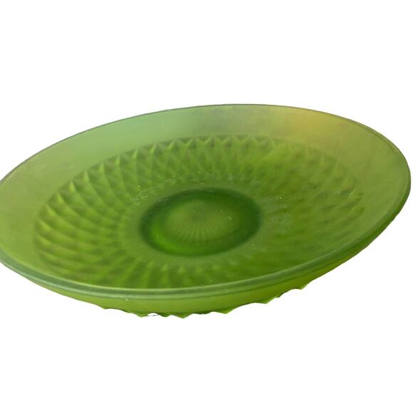 RARE! Vintage Satin Mist Lime by Indiana Glass Diamond Point Bowls 14in - Picture 2 of 6